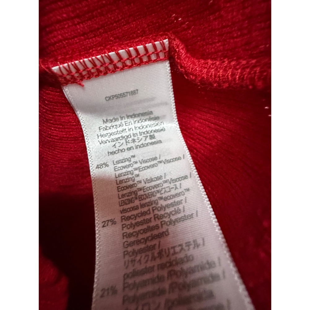 Madewell Pointelle Cutaway Vest Crimson Red Sleeveless Button Front Top L NY278 - Picture 9 of 9